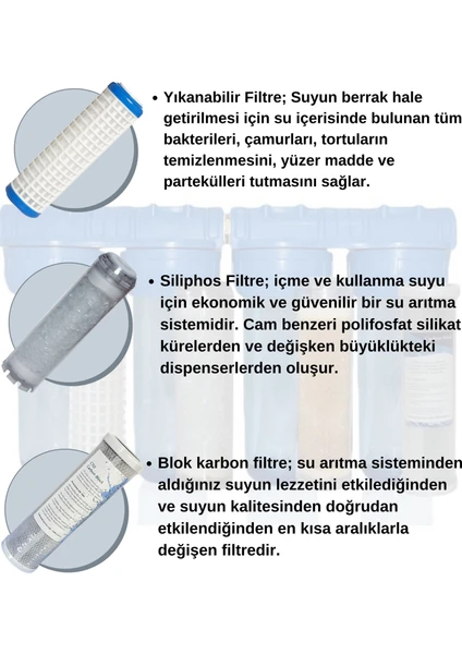 Daire Girişi 10 inç 3 Aşama Arıtma Filtresi Seti - Görsel 2